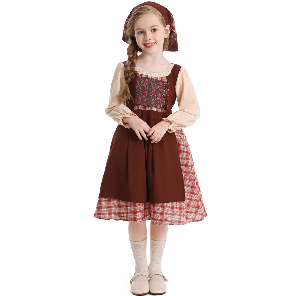 Children's The Little Match Girl Costume Stage Play Performance Country Farm Maid Commoner Poor People's Clothing