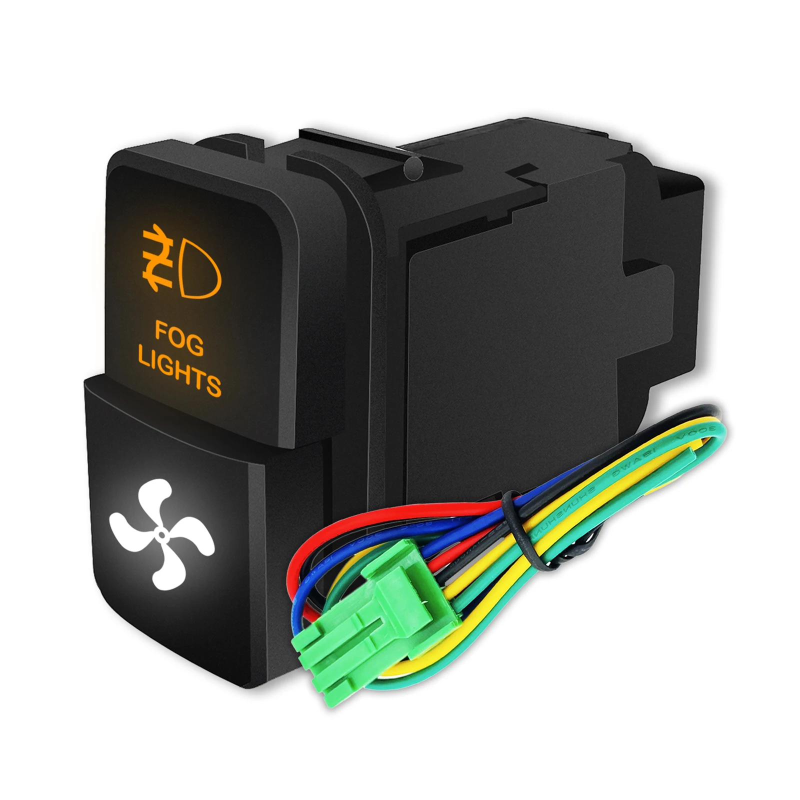 

Car Dual Push 12V Switch Fog Lights Fan Orange White Button for Toyota Prado Hilux 4Runner Tacoma FJ Landcruiser Fortuner Tundra