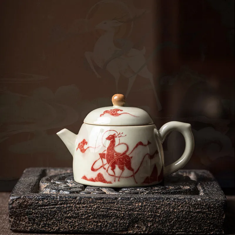 Dunhuang nine-color deer, retro Chinese style teapot household creative ceramic Chinese tea gift tea set high-end gift giving