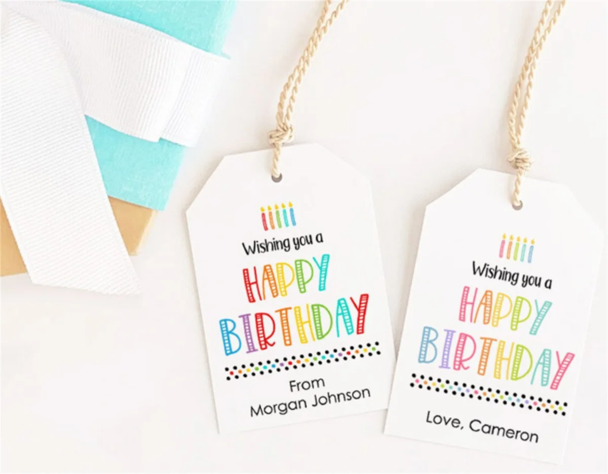 50pcs Editable & Printable Gift Tags / Happy Birthday Gift Tag / Birthday Gift Labels In Two Colors