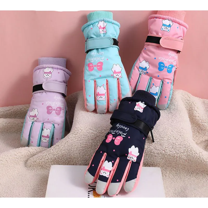 

Kids child girls boys 8-12 years old Winter regular Gloves fleece inside Gloves Snowboard Accessories Waterproof Pocket Warm