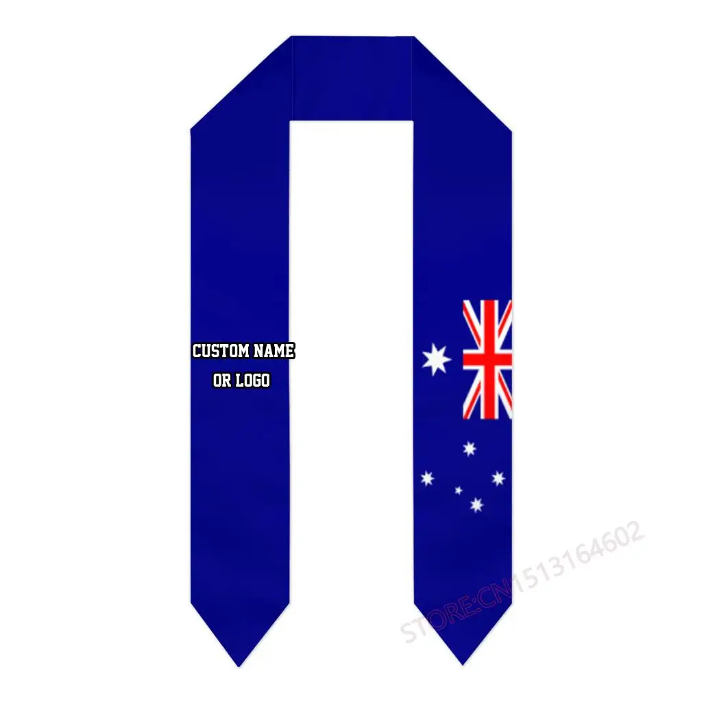 Custom Name Or Logo Australia Flag Graduation Stole Sash International Study Abroad Class of 2023 Shawl