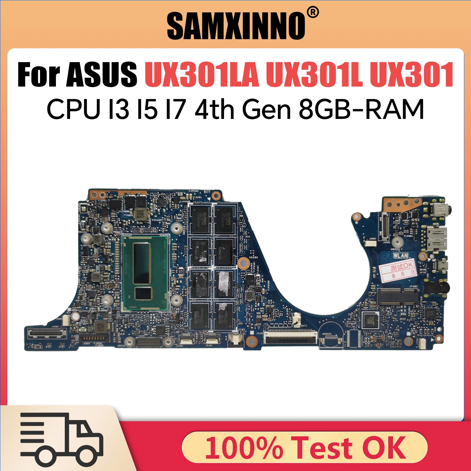 UX301LA Notebook Mainboard For ASUS ZENBOOK UX301L UX301 Laptop Motherboard I3 I5 I7 4th Gen CPU 8GB RAM