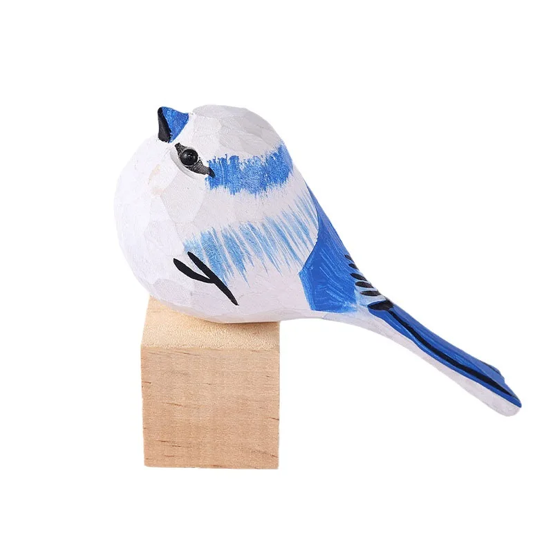 Nordic Wooden Bird Statue Decoration Ornaments Decorative Carved Wood Robin Bird Figurine Garden Home Decor Craft Cute Decor