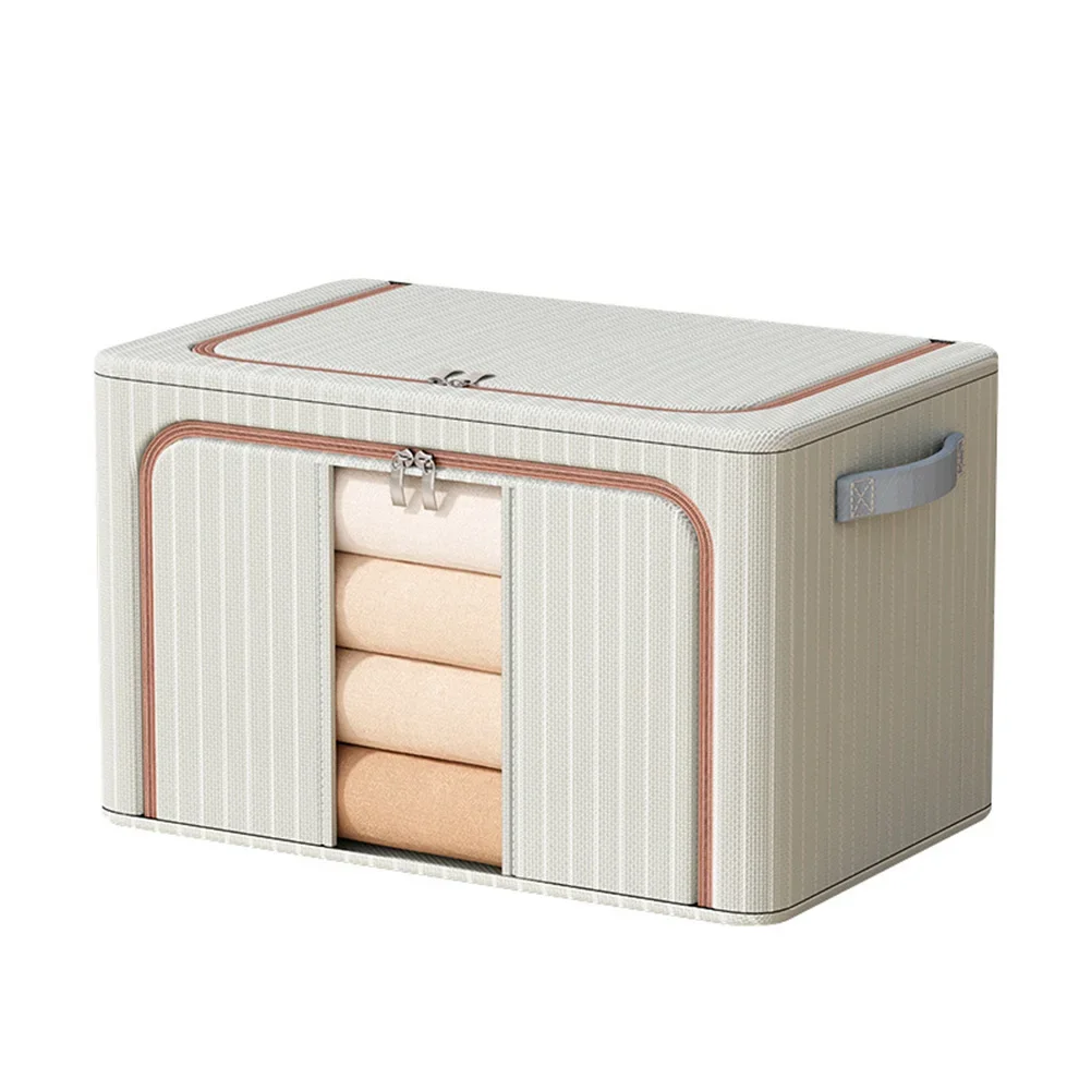 Heavy Duty Foldable Storage Box with Oxford Cloth Cover and Striped Steel Frame for Stackable Storage Solution