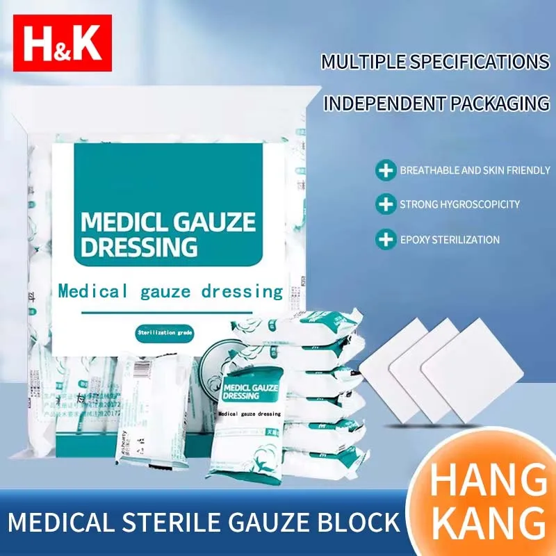 10–1000 Stück sterile medizinische Gaze-Block-Wundverband, Kampf, blutstillend, steril, medizinische Gaze-Pad, sterile Wundversorgung