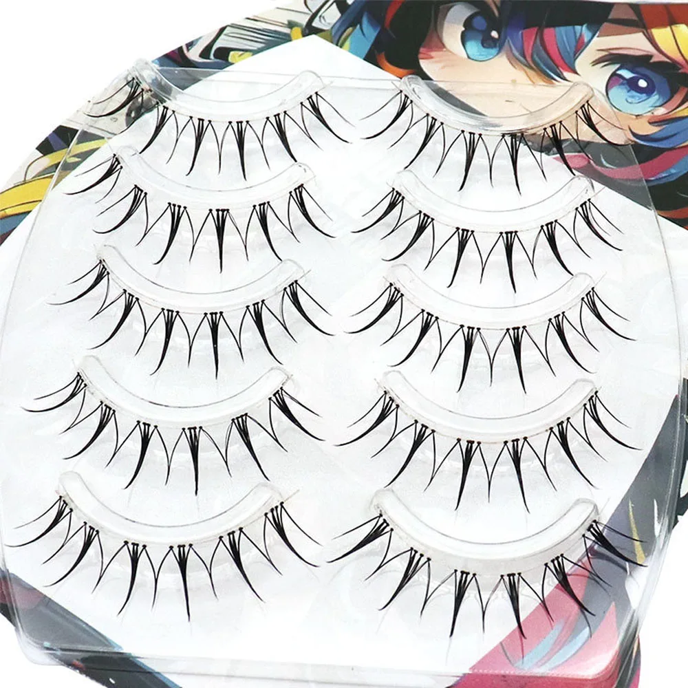 5 Paar falsche Wimpern, Feen-Augenwimpern, unsichtbares Band, Wimpernverlängerung, natürlich aussehende, handgefertigte, weiche Make-up-Tools