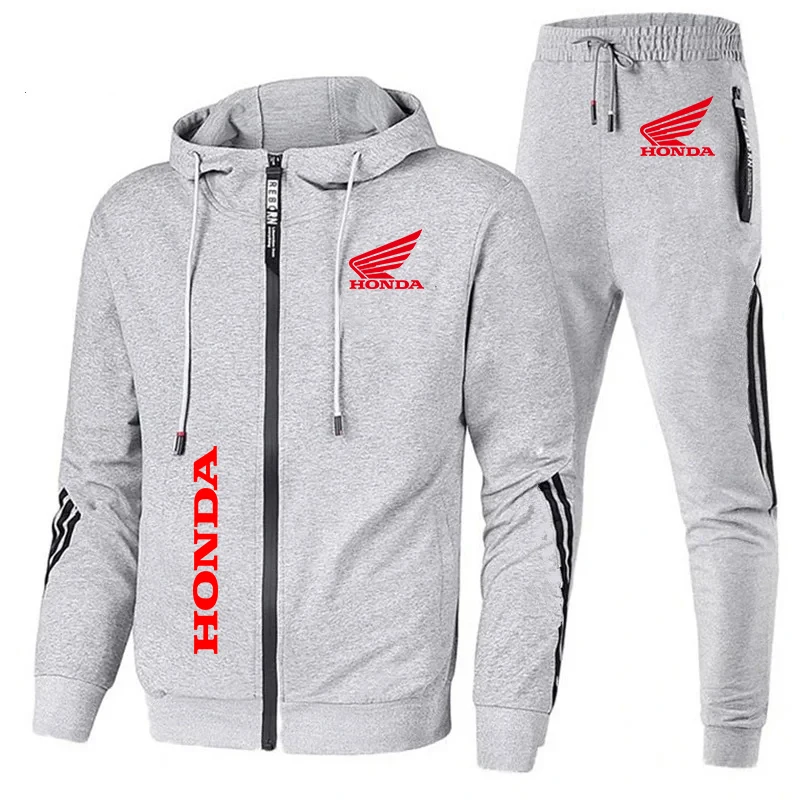 2024 New In Hoodies & Sweatshirts Honda Wing Logo Sweatsuit Set Men Zip Hoodie Sweatpants Suit 2 Piece Sets Honda Tracksuit Men