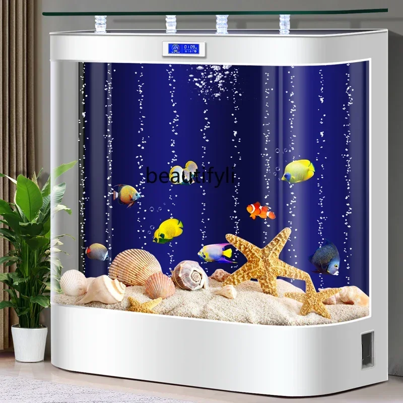 

D80 Fish tank aquarium lazy water-free cycle ecological household living room against the wall small and medium-sized light luxu