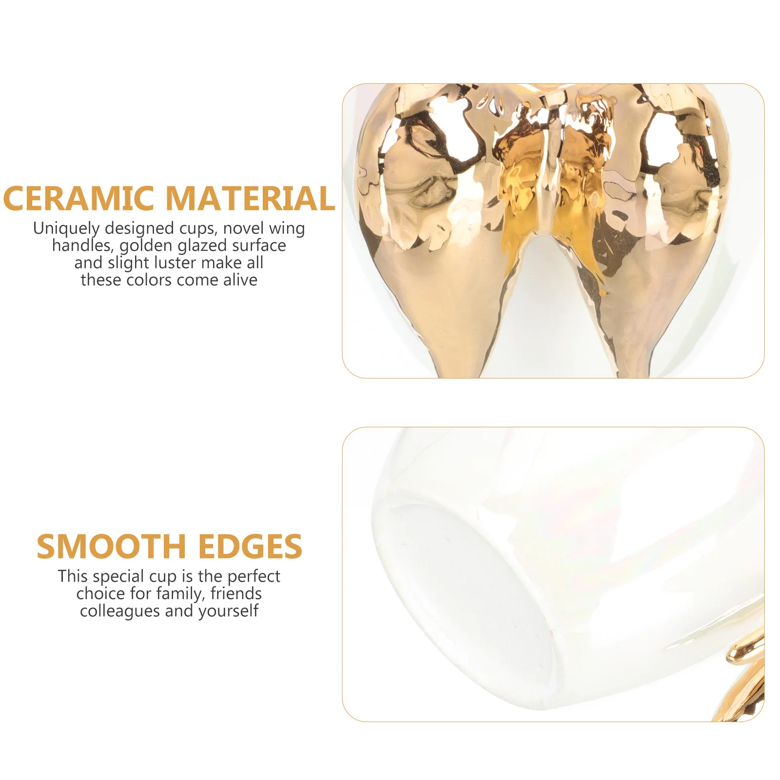 

Ceramic Coffee Cup with Wing Design Microwave Safe Drinking Mug for Hot Chocolate Water Tea Home Kitchen Bakery Restaurant