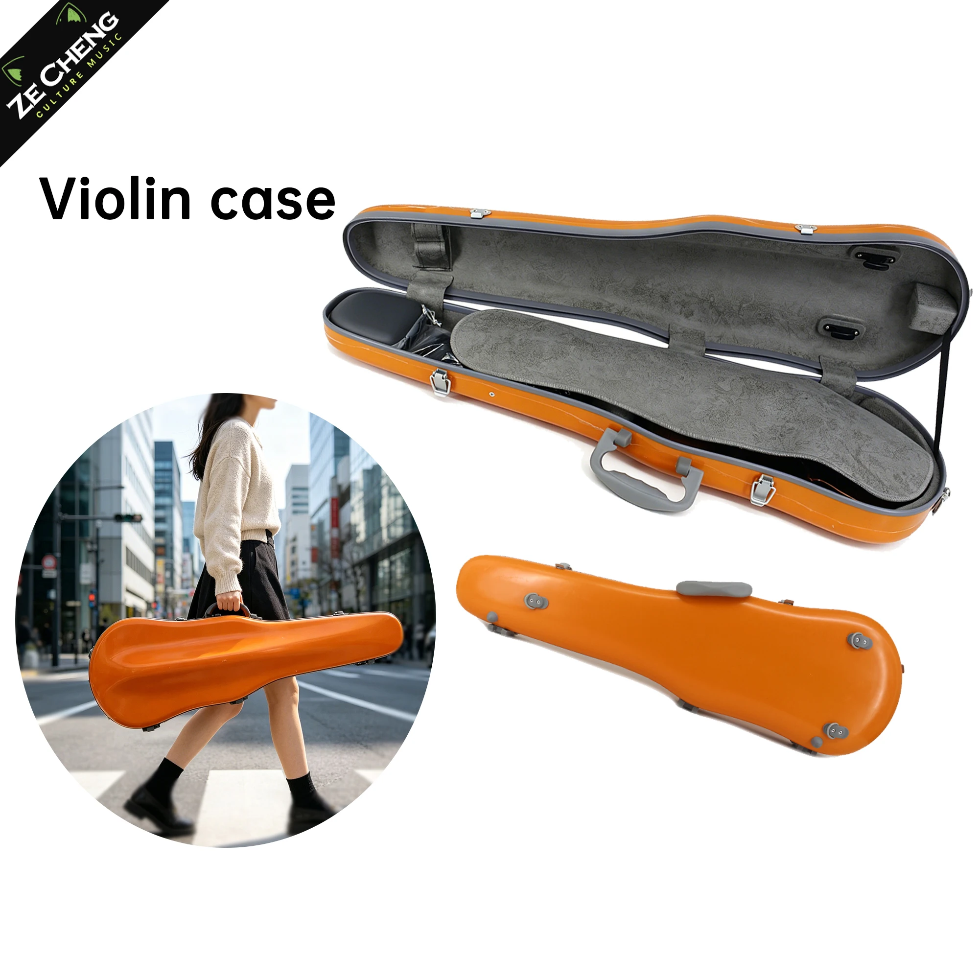 4/4 Carbon Fiber Violin Case, Lightweight Hard Shell, Crush-Proof & Scratch-Resistant, Portable