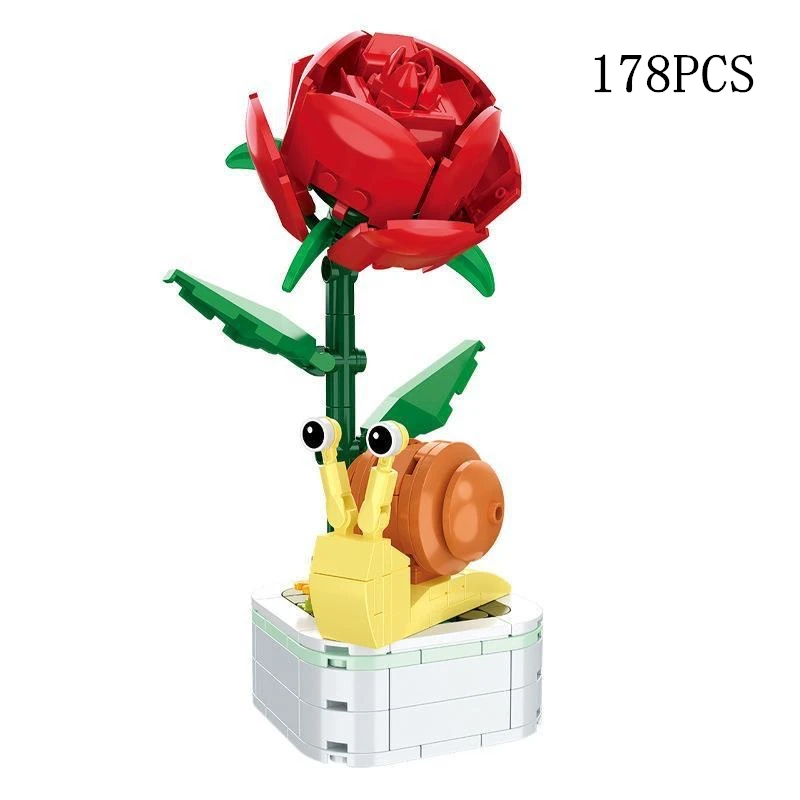 Perpetual Bouquet Tulip Flower Building Block 3D Model Home Decoration Plant Potted Assembly Bricks Valentine Child Gifts