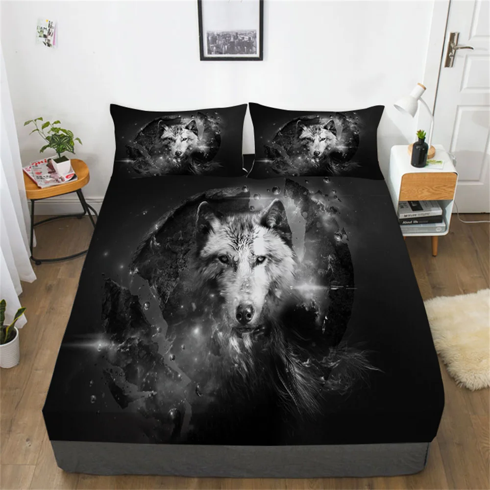 Wolf 3D Comforter Set Boys Girls Queen Bed Sheet Sets Home Textiles Cotton Fitted Sheets Suit Bedding Cover Quilt Duvet Covers