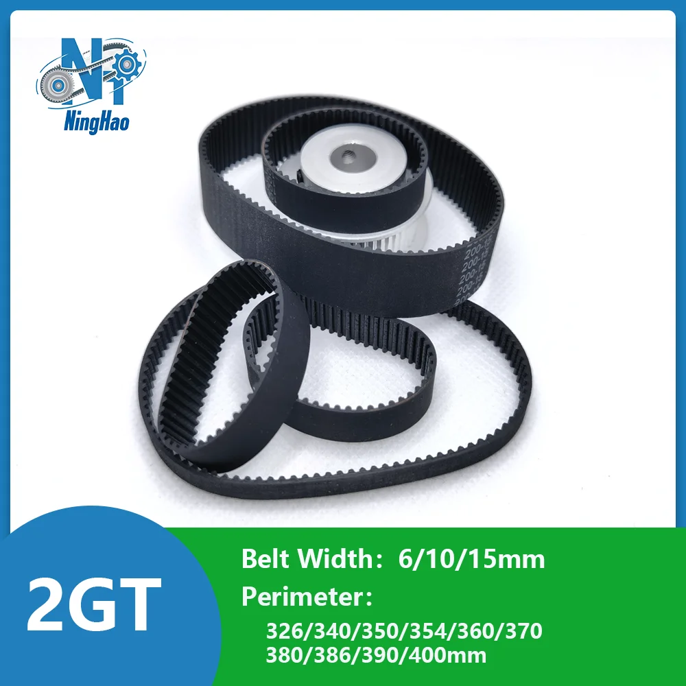 

2GT Timing Belt Width 6/10/15mm Perimeter 326/340/350/354/360/370/380/386/390/400mm 2M Rubber Closed Loop Synchronous Belt