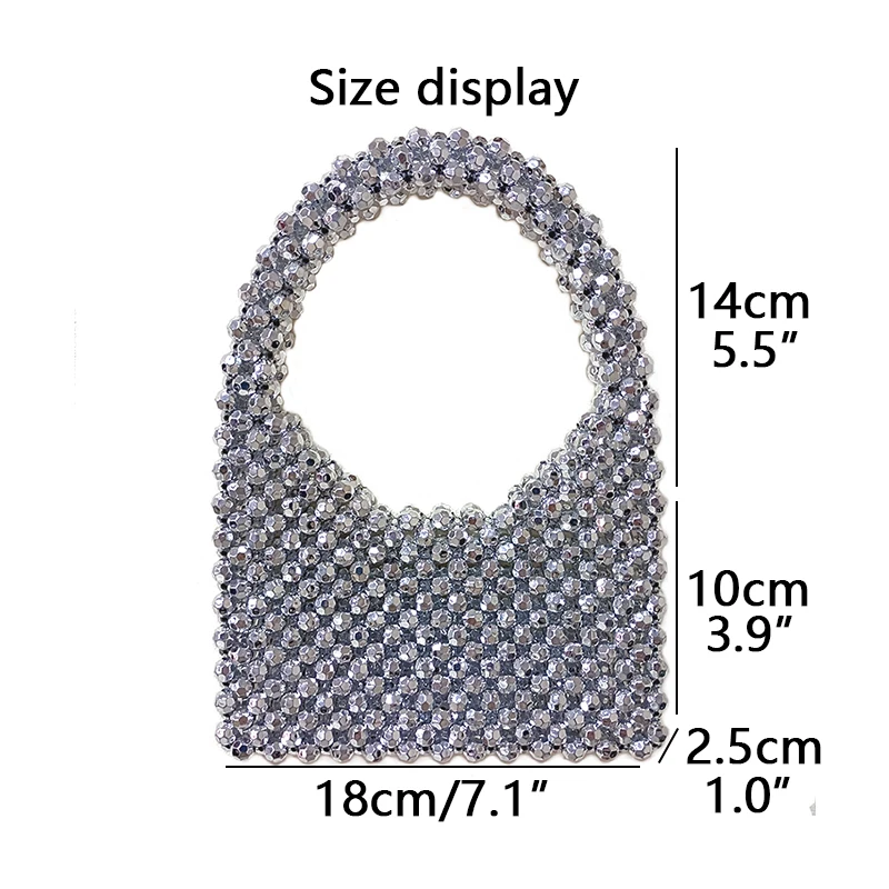 JIOMAY Summer Small Purse Bag Handbag for Women 2023 Designer Luxury Brand Fashion Ladies Bright Solid Color Handmade Bead Bag