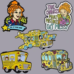 Magical School Bus Enamel Pin for Backpacks Gift Brooches Manga Badges on Backpack Brooch for Clothes Jewelry
