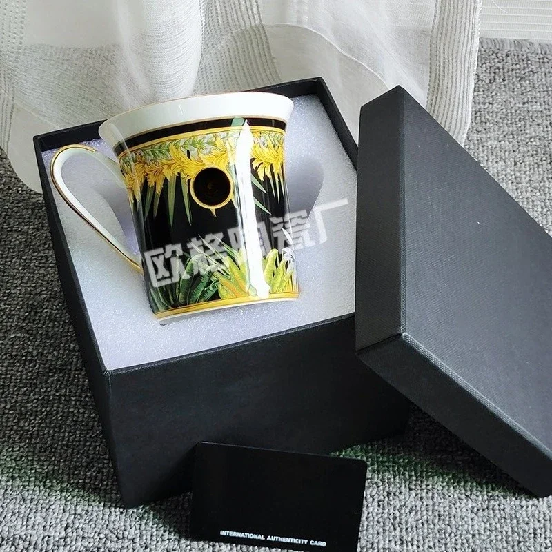 

2025Personalized trendy retro large slanted mouth mug ceramic men's and women's milk home office gift cup