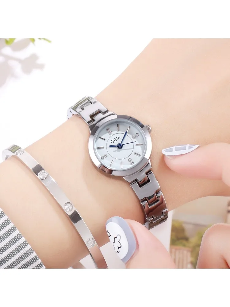 ساعة ماسية حساسة مقاومة للماء بسوار من خليط معدني ساعة كوارتز للسيدات #2