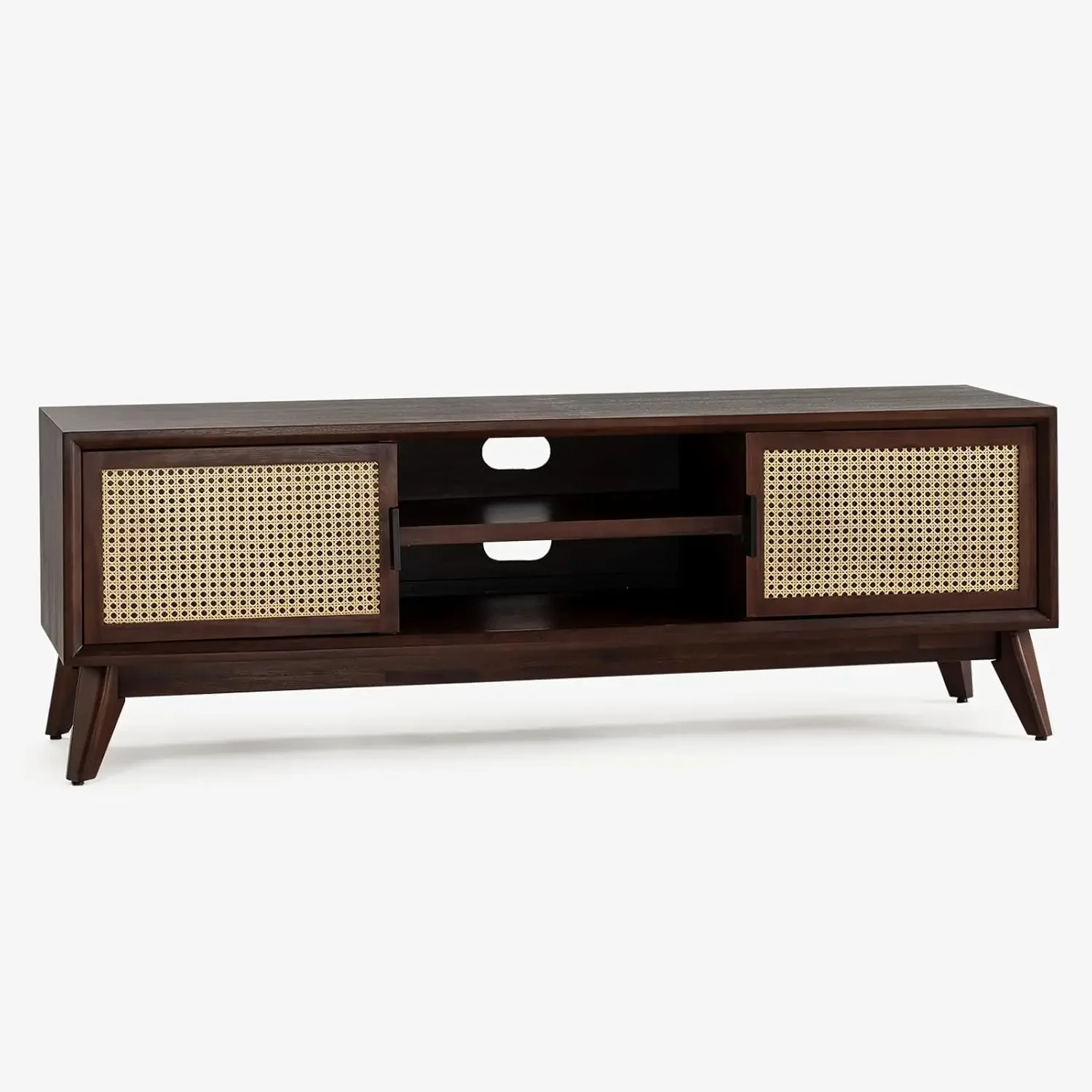 Deluxe TV Console Table|Pre-Assembled Entertainment Center for up to 70 inch TV| 10 Minutes Assembly Solid Wood TV Table