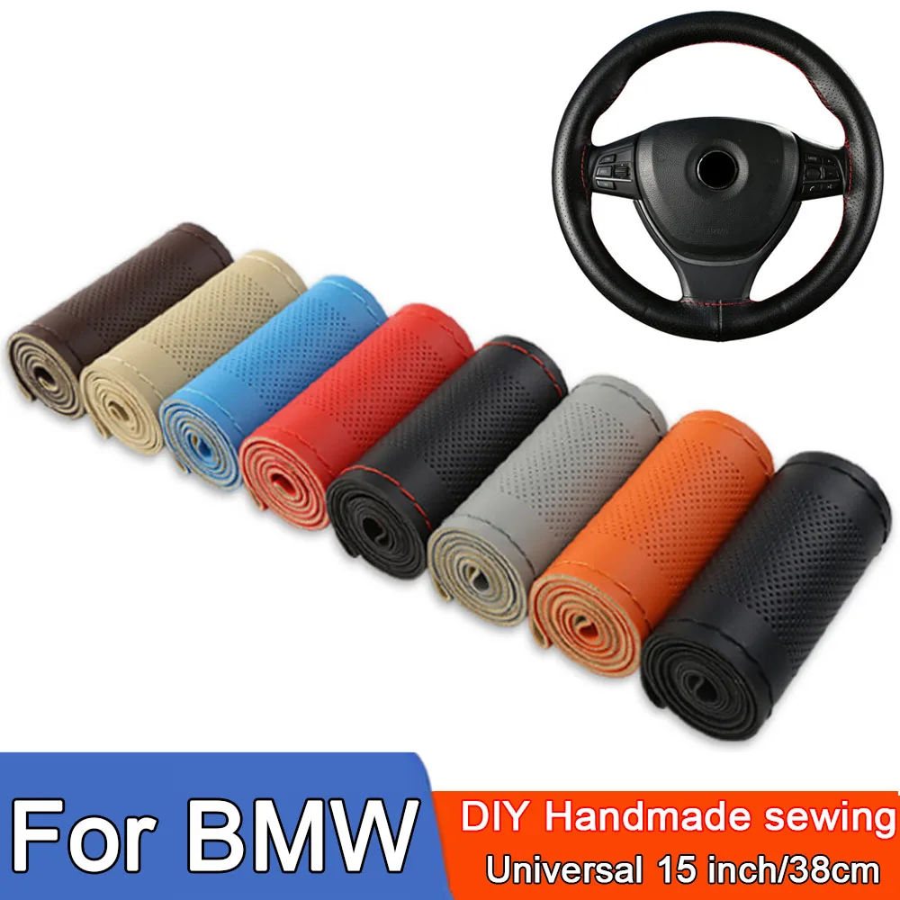 Universal Pu Leather Car Steering Wheel Cover 38cm Sewing Breathable Cover For BMW X5 E53 E70 F15 G05 X1 F48 X3 F25 X6 E71 F39