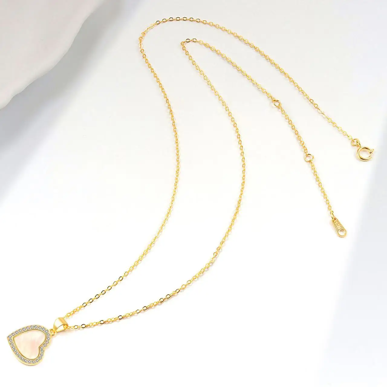 

Pure silver S925 heart-shaped women's necklace with zircon shell and heart-shaped pendant, selected for couples' festival gifts