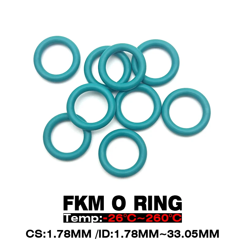 10pcs CS 1.78mm ID 1.78~ 33.05mm FKM Viton Fluorine Rubber O Ring Insulation Seal Gasket High temp/wear resistant for electronic