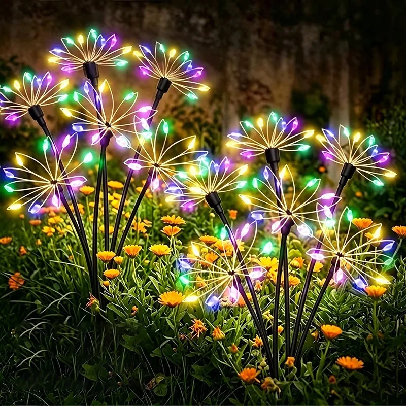 Solar Firework Sway Lights, Waterproof Outdoor Flower Lamp, Warm Decorative Garden Lighting for Patio Yard Lawn view 2