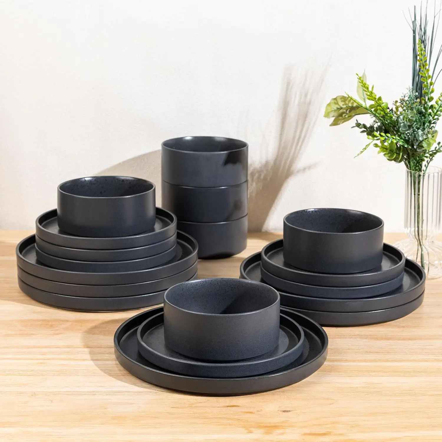 

Ceramic Dinnerware Sets for 8, Stoneware Plates and Bowls Sets, Chip and Scratch Resistant Dishes, Dishwasher & Microwave& Oven