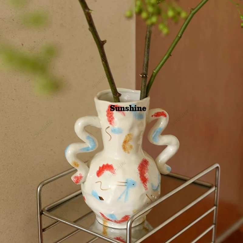

Modern Vases Nordic Creative Ceramics Vases Luxury Elegant Aesthetic Flower Bottle Household Living Room Table Decorations
