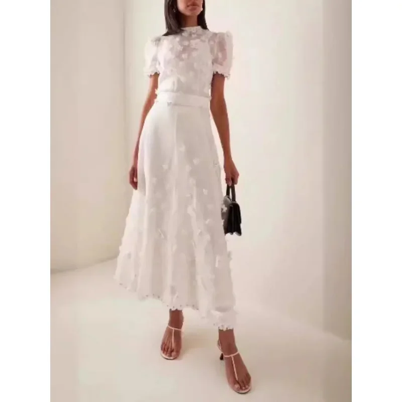 

2024Australian NicheZIMSame Style Heavy Industry Crocheted Hollow Water-Soluble Lace Elegant Dress【High Version】