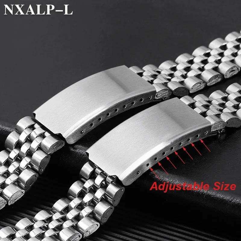 12mm 14mm 16mm 18mm 20mm 22mm Stainless Steel Watch Band Universal Strap Adjustable Folding Safety Buckle Men Women Bracelet