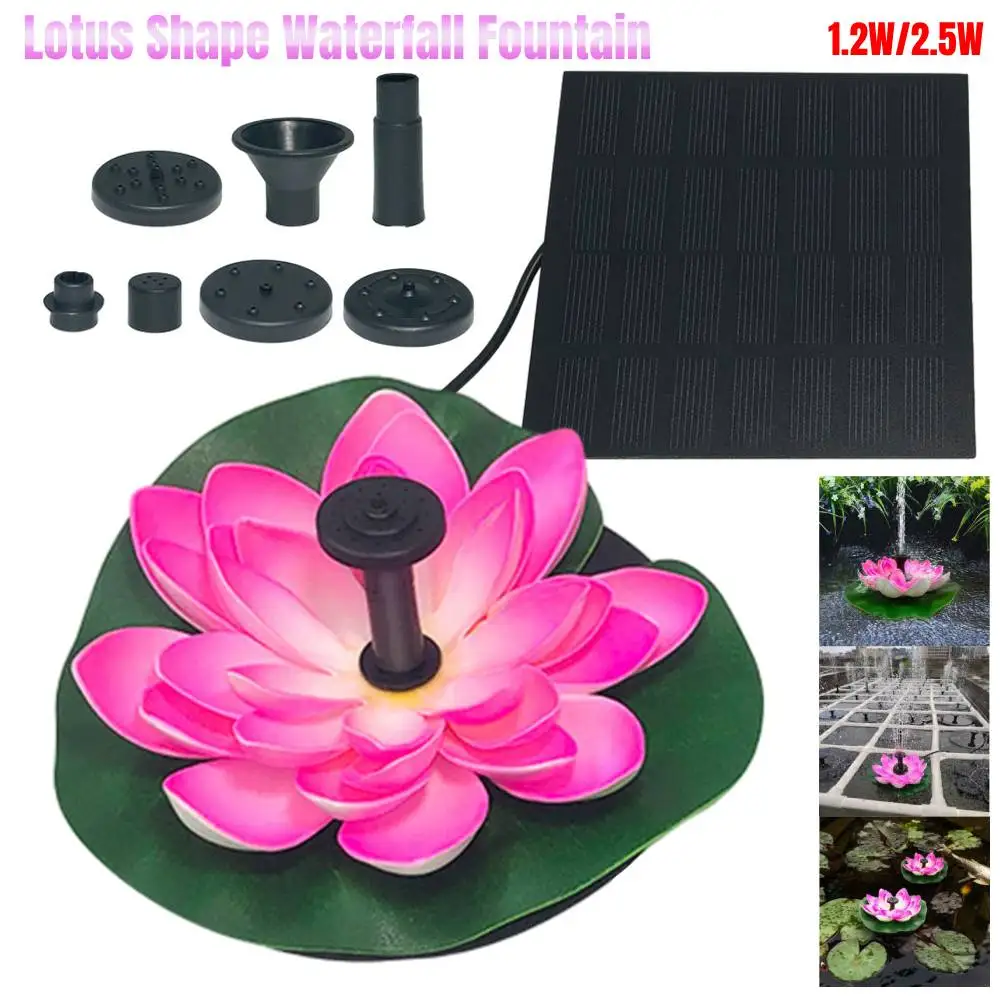 Lotus Shape Solar Water Fountain Pond Decoration Waterfall Fountain Outdoor Bird Bath Solar Powered Floating Garden Fountain