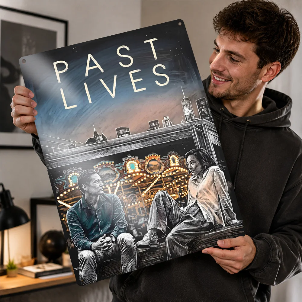 Past Lives Carousel Conversation Aluminum Poster Personalized Metal Sign Award Film Style Wall Art Appeals To Drama Movie Fans