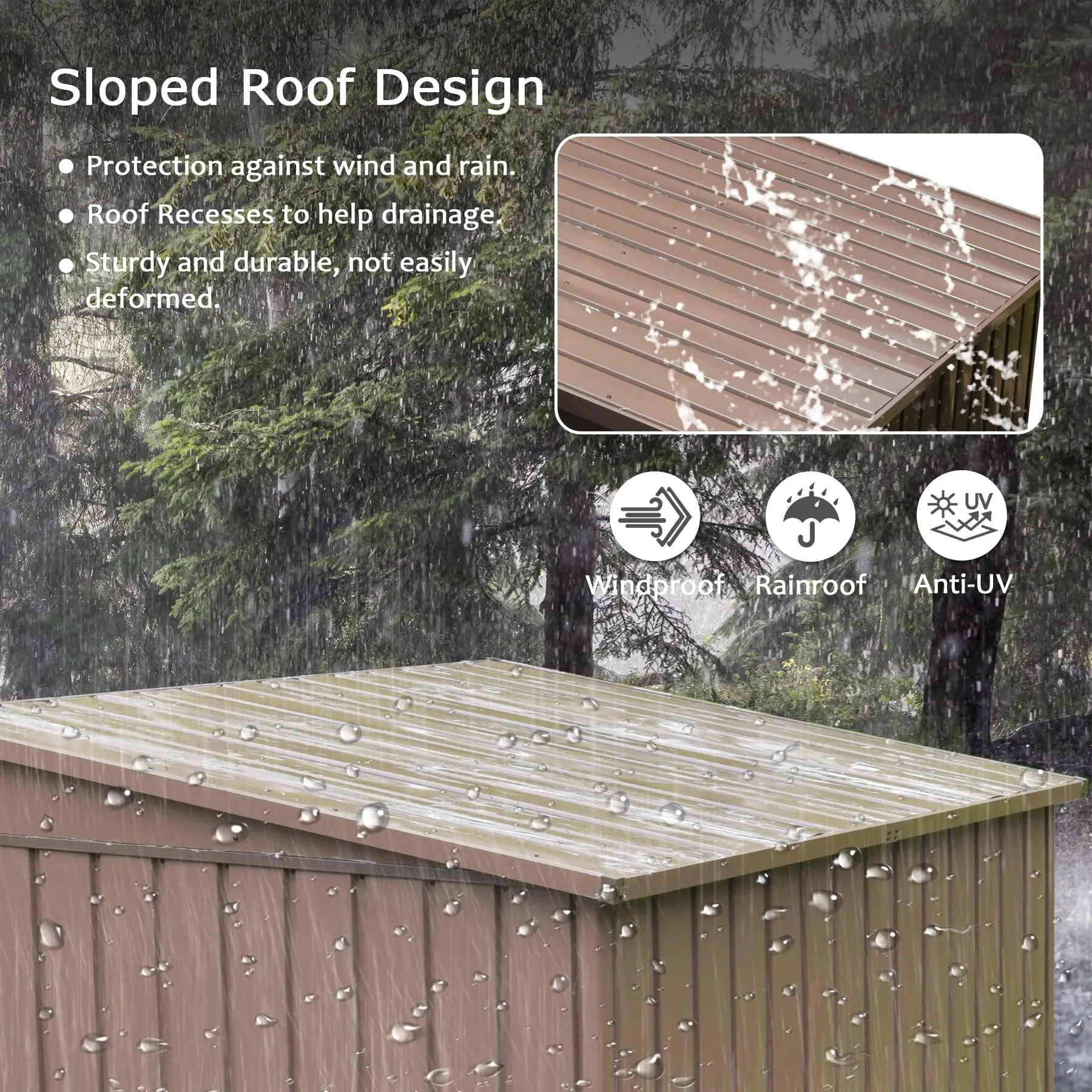 سقيفة أدوات معدنية خارجية مقاس 6 × 4 أقدام مع باب مزدوج قابل للقفل سقيفة دراجة كبيرة مقاومة للماء للحديقة والفناء الخلفي والحديقة