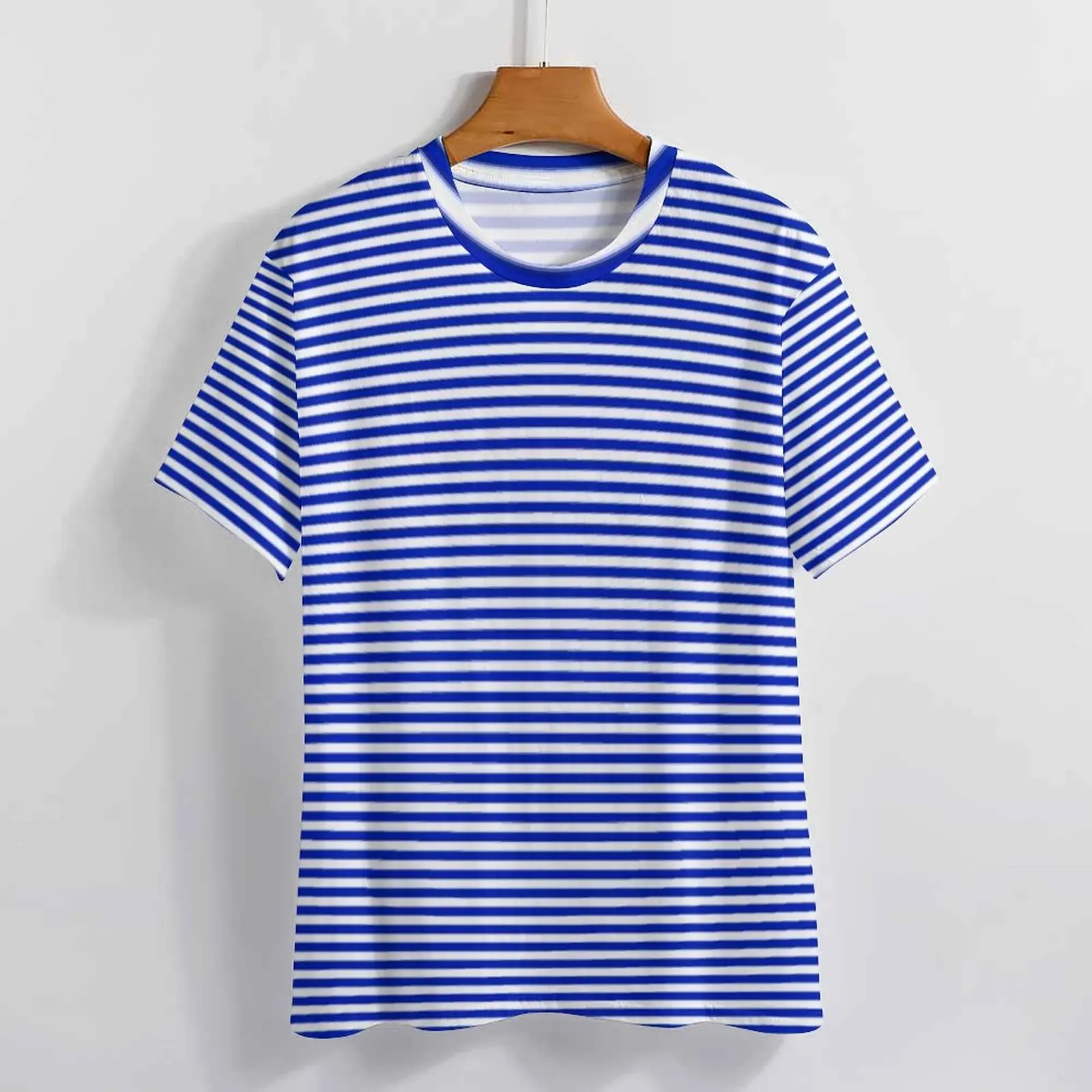 Retro Nautical Sailor T Shirt Man Blue and White Stripes Basic T Shirts Summer Popular Tees Short Sleeve Pattern Oversize Tops