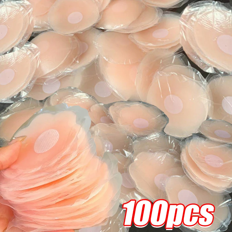 

2-100pcs Invisible Self Adhesive Chest Paste Reusable Sticker Breast Petal Strapless Lift Up Bra Pad Silicone Petal Nipple Cover