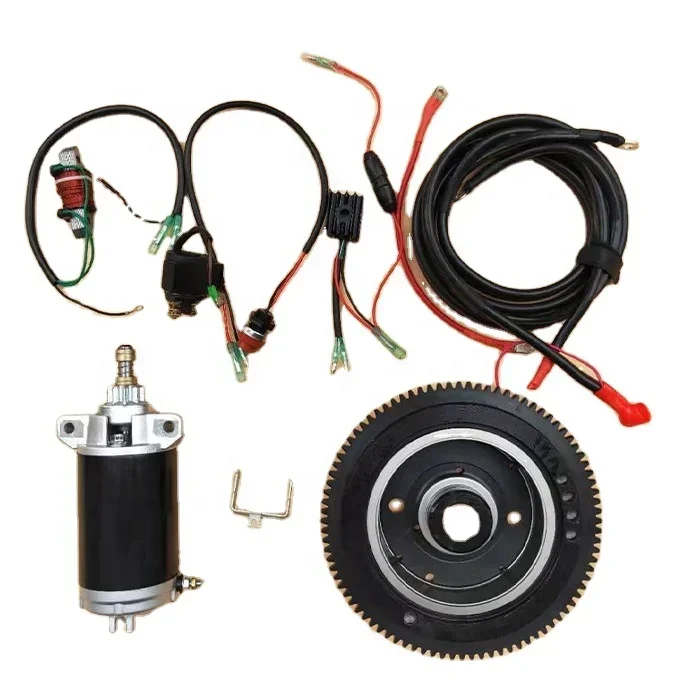 

ELECTRIC START KIT FOR YAMAHA 2 STROKE 40HP OUTBOARD WITH FLYWHEEL STARTER MOTOR CABLE SWITCH CHARGE COIL