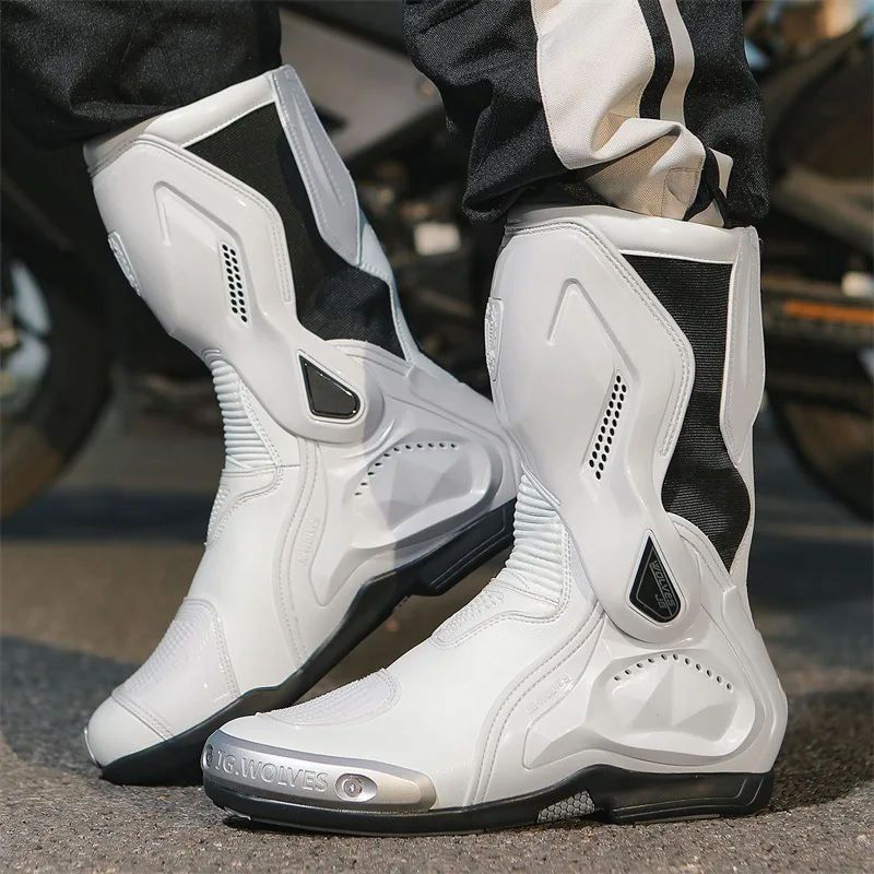 Professional Motorcycle Boots Anti-slip Mid-calf Long Ankle Off-road Racing Wear-resistant Motorcycle Rider Protective Shoes - Image 5