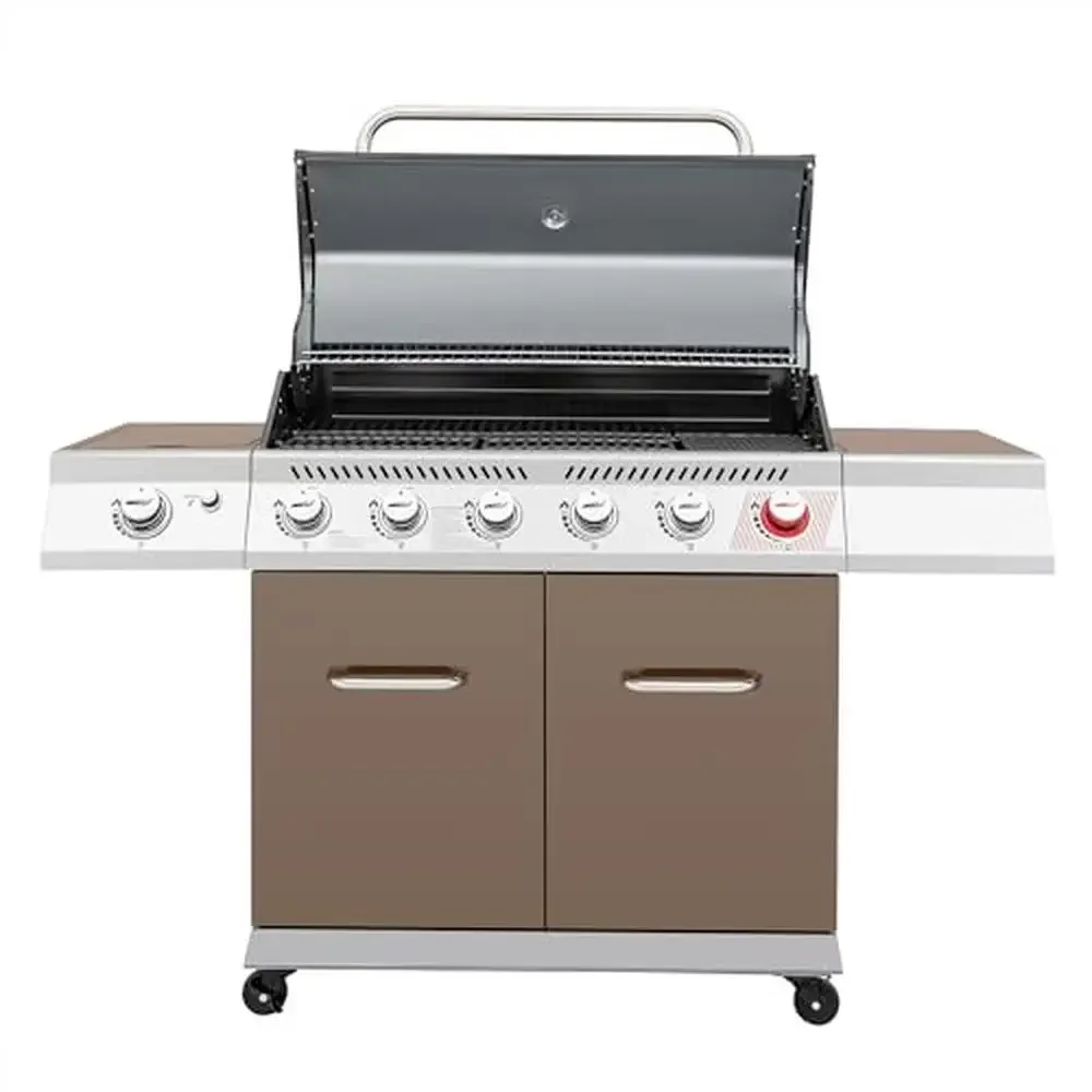 6-Burner Gas Grill with Sear & Side Burners 74,000 BTUs Outdoor BBQ Barbecue Grilling