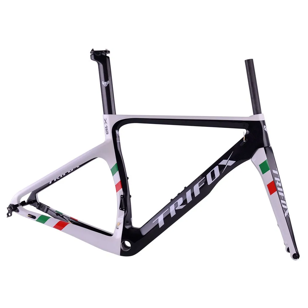 TRIFOX Official Carbon Road Bicycle Frame Disc Brake BB68 NK1K White Internal Cable Routing Di2 Racing Cycling Bike Frame Fork