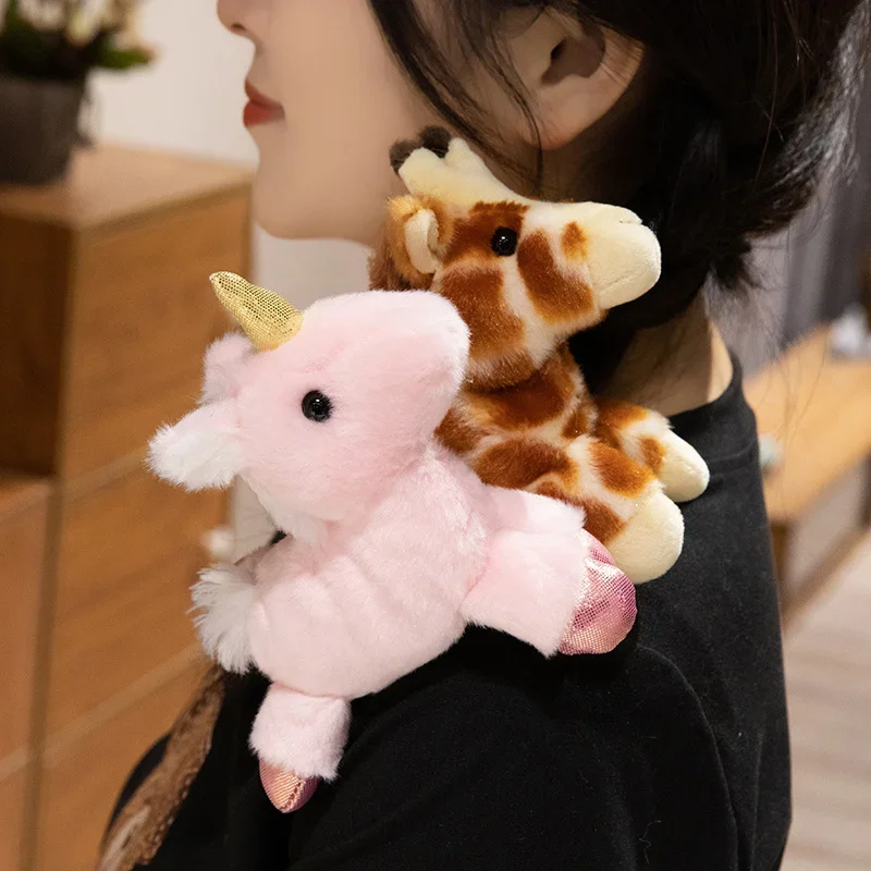 Various Cute Stuffed Animals Shoulderkins Pink Unicorn Turtle Octopus Penguin Funny Shoulder Decor School Party Bag Accessories