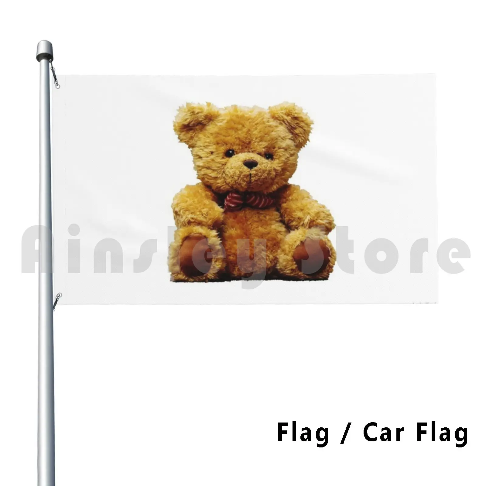 Plush Teddy Bear Flag Car Flag Funny Teddy Bear Ted Toy Cute Soft Brown Animal Cuddly Plush Fluffy Care