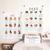 2025 New Year Christmas Calendar Hanging Cloth Cute Food Breads Cloth Tapestry  Bedroom Wall Background Decoration 방꾸미기 아이템