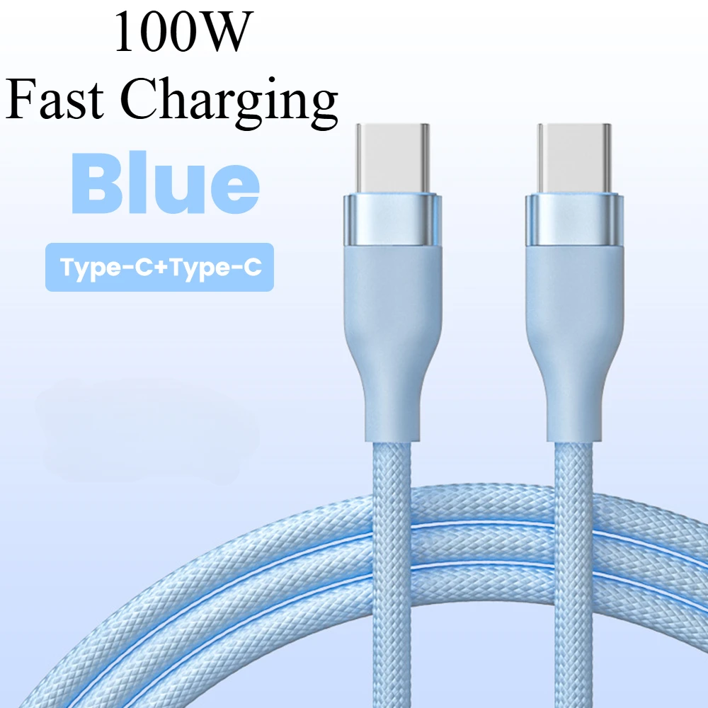 

PD 27W Braided Fast Charging Cable for iPhone 16 Data Wire 100W Double Type-C Charger Cord for Samsung Xiaomi Huawei Android