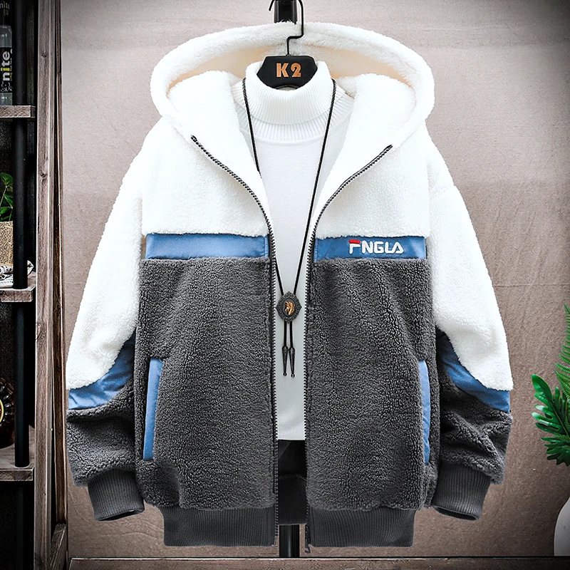 

Мужская зимняя куртка из овечьей шерсти премиум-класса, утепленная хлопковая, с капюшоном, для молодежи, морозостойкая, теплая одежда