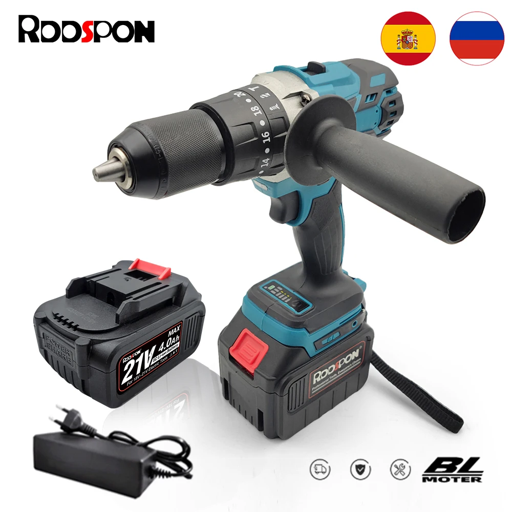 Brushless Hand Electric Drill 2-13MM Chuck Cordless Screwdriver 20+3 Torque Impact Drill For 18V Makita Lithium Battery Tool