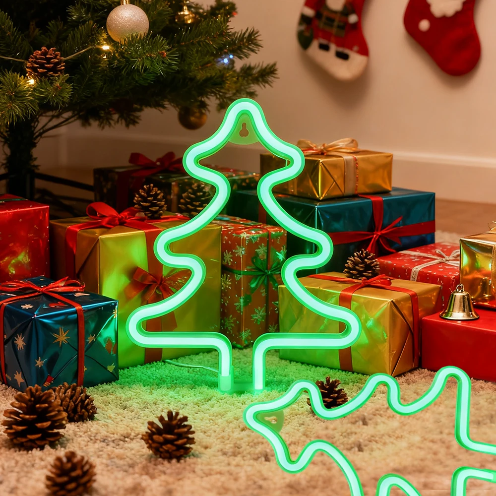 1PC LED Neon Light Luci da parete decorative natalizie Luce notturna per la decorazione della festa da parete del bar di casa (batterie non incluse)