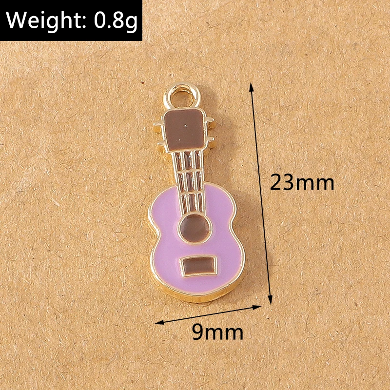10 Stück 9x23mm Emaille Musikinstrumente Gitarre Charms Anhänger für Schmuckherstellung Ohrringe Halskette Armband DIY Zubehör – Detail 1