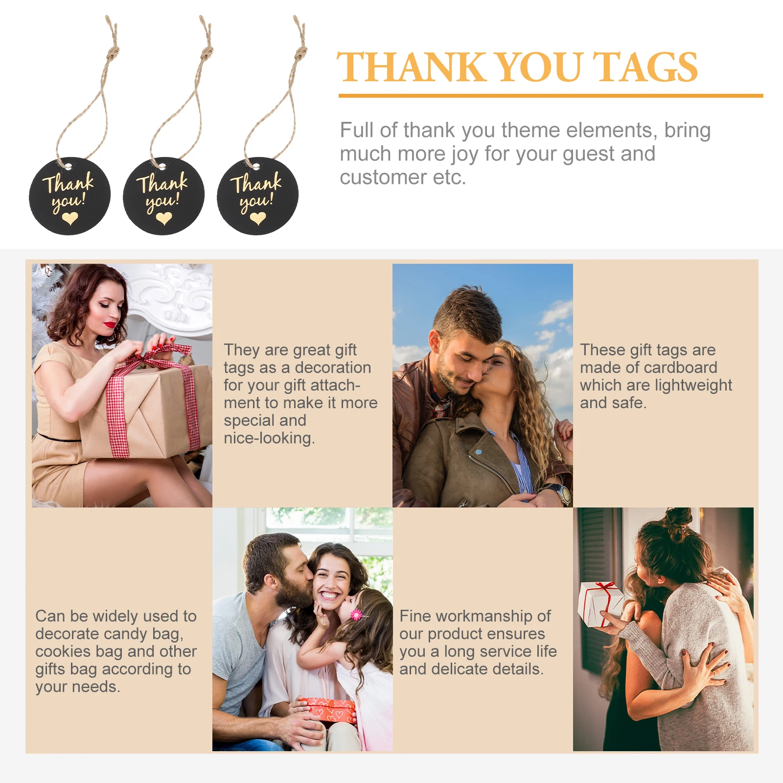 

100 Pcs Tabs Thankful Tags Wedding Labels for Favors You Paper Card Birthday Shower