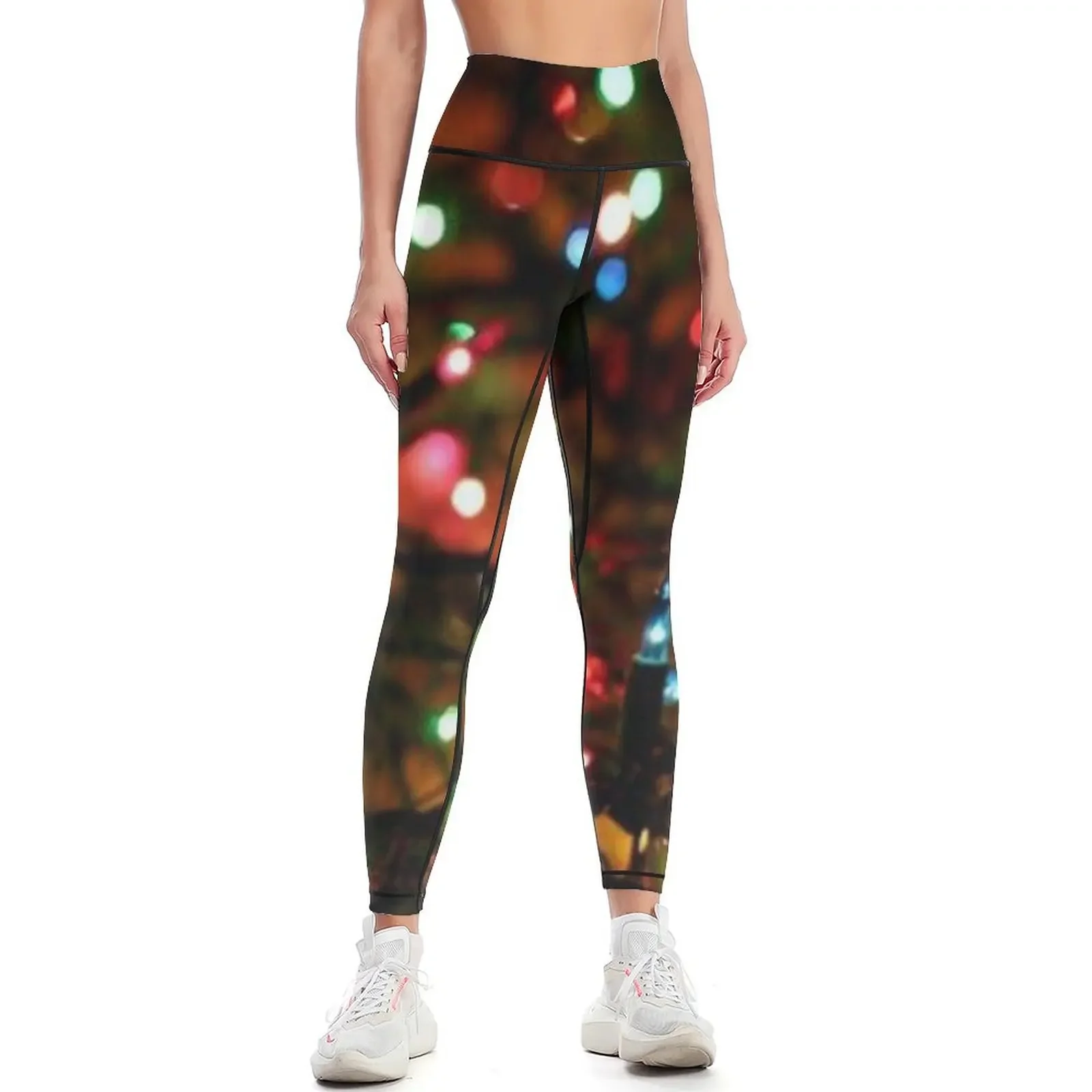 Christmas lights background Leggings workout shorts Women's gym Womens Leggings